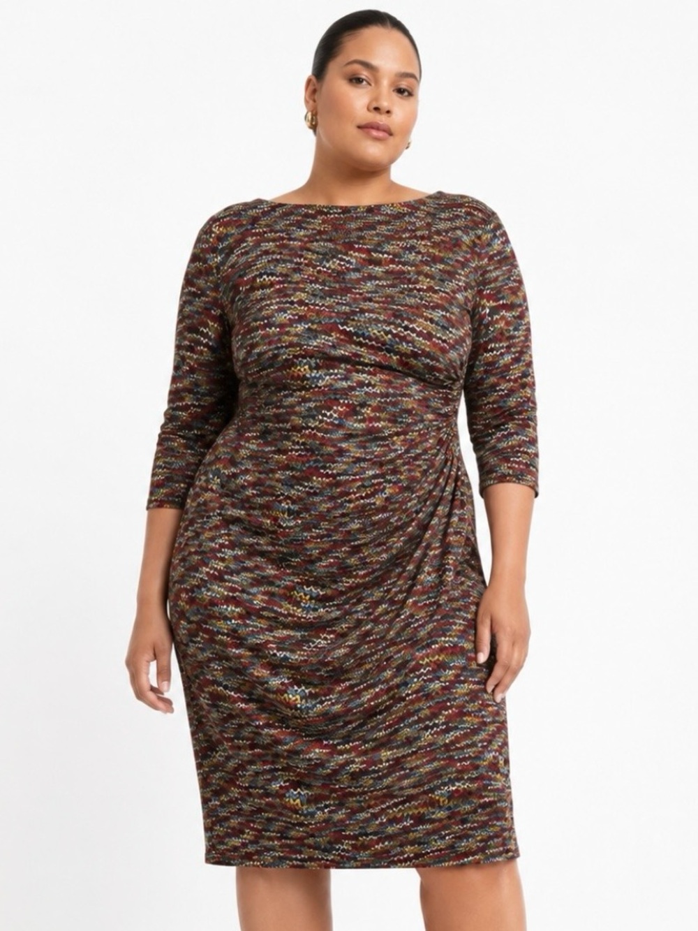 VINTAGE DAVID MEISTER Multicolor Zigzag Midi Sheath Dress Size 12